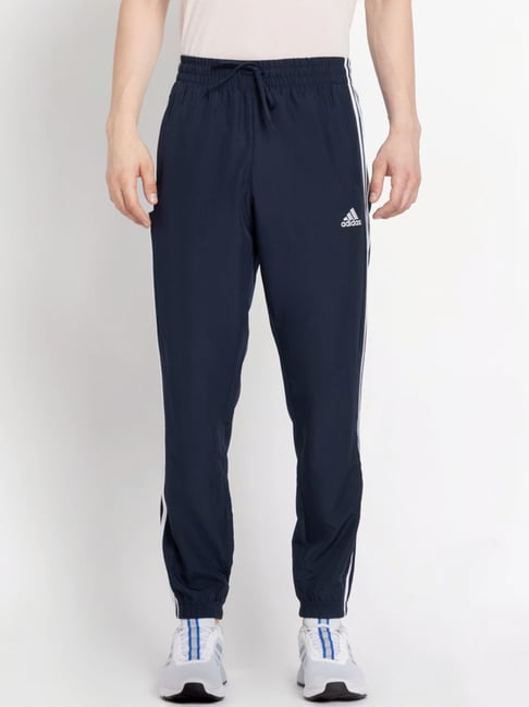 Adidas Blue Regular Fit Striped Sports Trackpants-picture-20