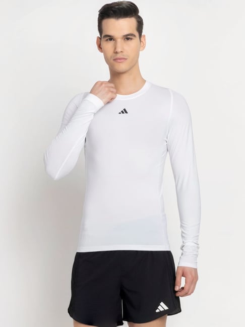 Adidas White Fitted Sports T Shirt