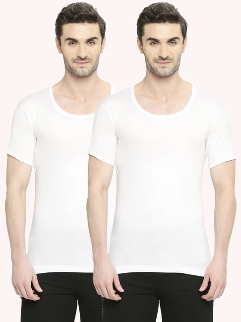 Vip White Regular Fit Vest - Pack Of 2