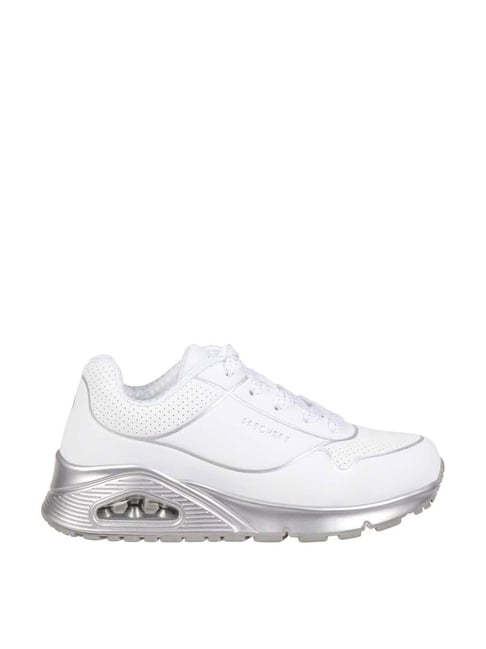 Skechers Kids UNO GEN1 COOL HEELS White Silver Casual Sneakers
