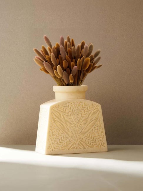 Fabindia Home Palampur White Stone Small Table Vase