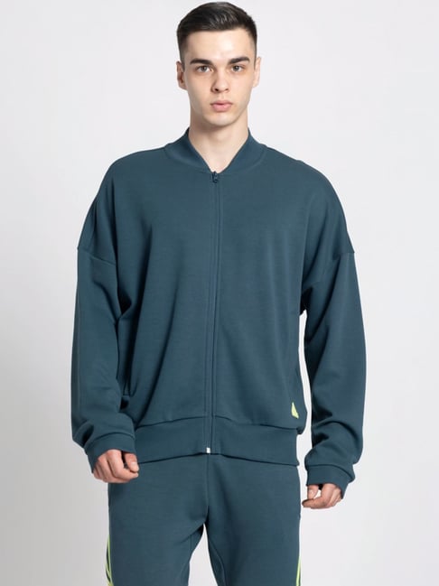 Adidas Blue Loose Fit Printed Sports Jacket-picture-13