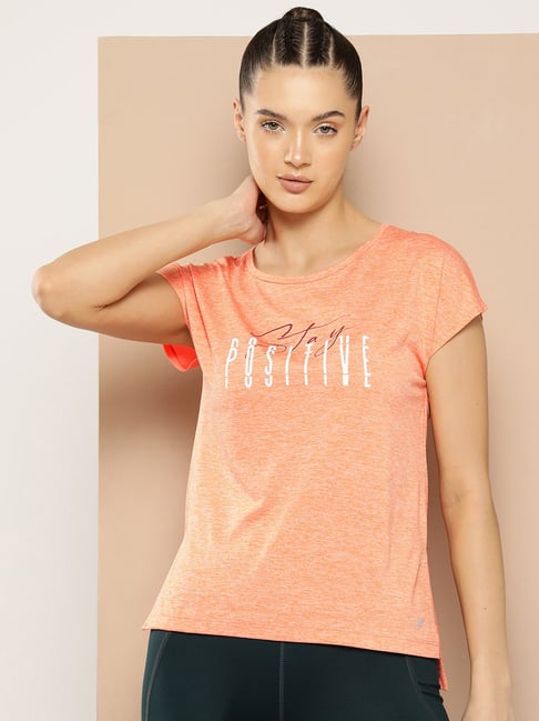 ALCIS Orange Printed Dry-Fit T-Shirt
