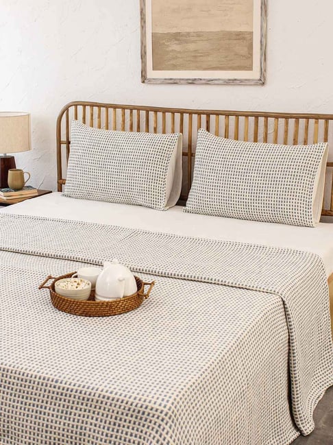 House This Girnar Dark Blue 150 TC Cotton Double Bedcover