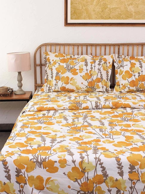 House This Himalayan Poppies Yellow 150 TC Cotton Double Dohar