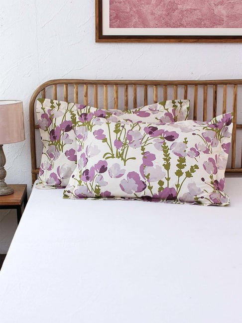 House This Himalayan Poppies Purple 150 TC Cotton Pillow Covers - Set of 2