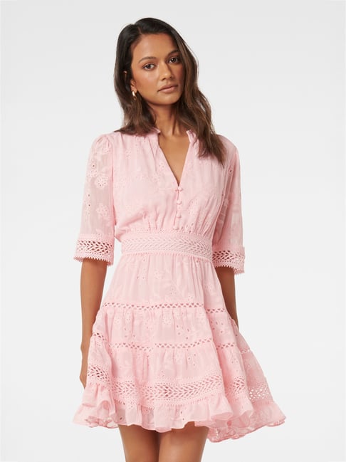 new look pink skater dress New look hot pink plunge skater dress uk size 6