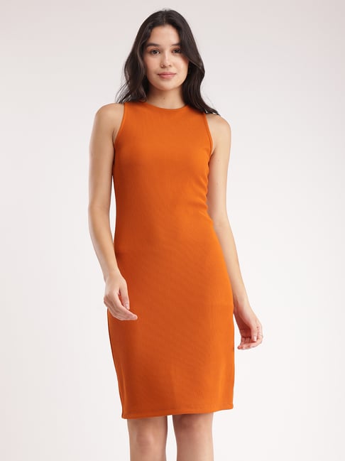 open lace back dress Bodycon Orange Spaghetti Straps Homecoming Dress main image 0