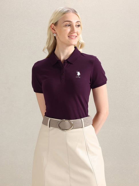 U.S. Polo Assn. Wine Logo Print Polo T-Shirt