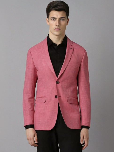 Louis Philippe Pink Slim Fit Texture Blazer - Main Image