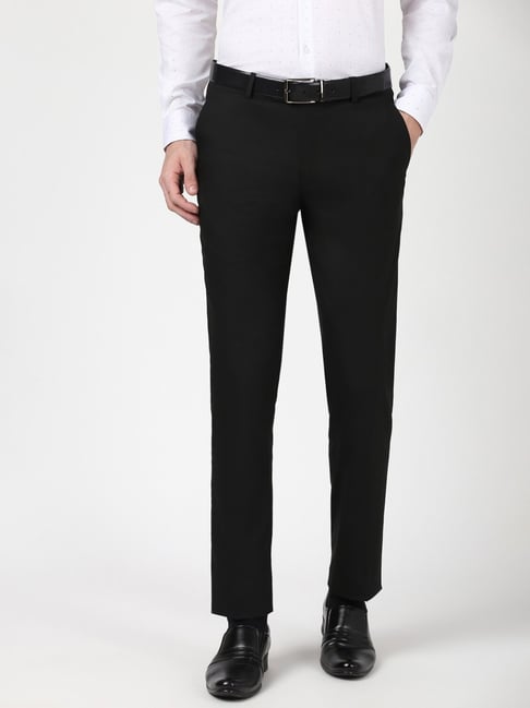 Peter England Black Slim Fit Trousers-picture-36