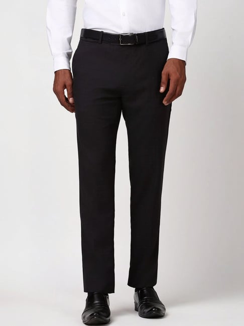 Peter England Black Slim Fit Trousers-picture-30