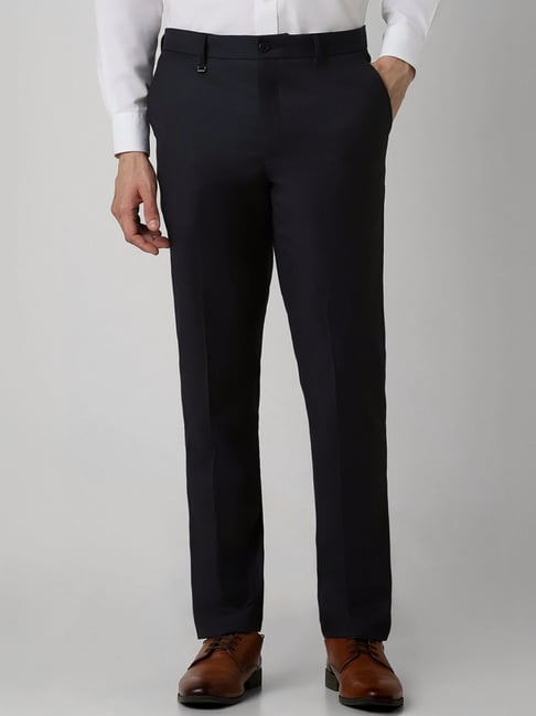Van Heusen Black Slim Fit Texture Trousers