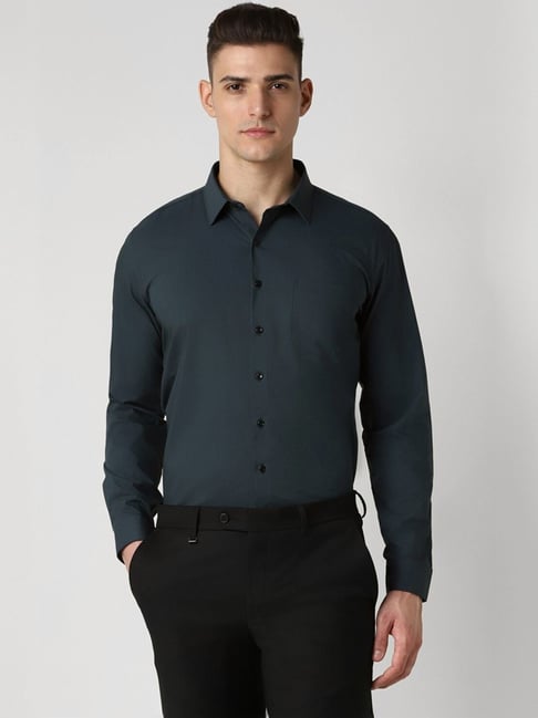 Van Heusen Green Cotton Slim Fit Shirt-picture-17