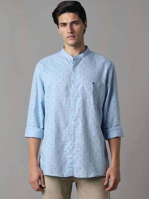 Buy Louis Philippe Blue Cotton Slim Fit Printed Shirt for Mens