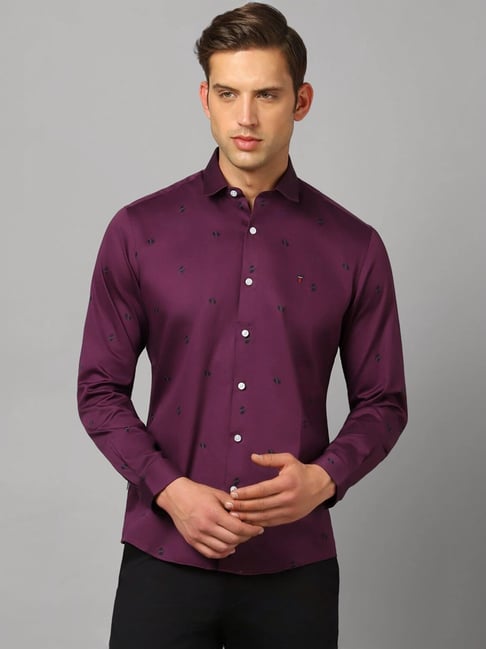 strapless open back dress Men's Lilac Floral Print Long Sleeve Shirt main image 1