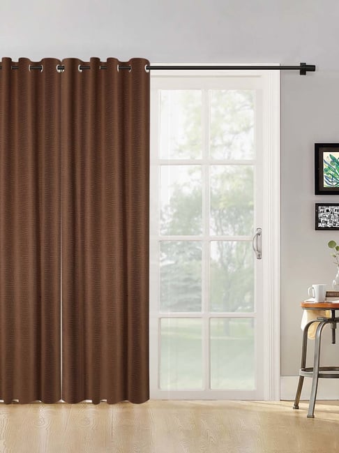 Buy Hosta Homes Coffee Polyester 7 ft Door Curtain at Best Price