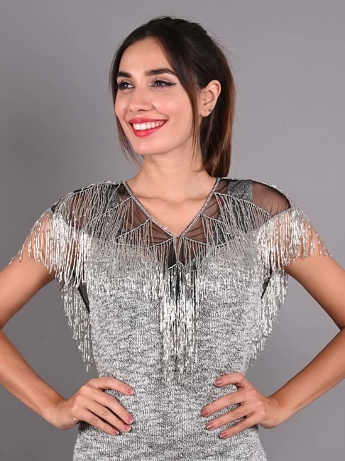 Odette Green Embellished Fancy Short Cape