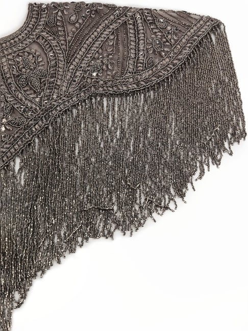 Odette Grey Embellished Fancy Cape