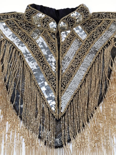 Odette Black Embellished Fancy Cape