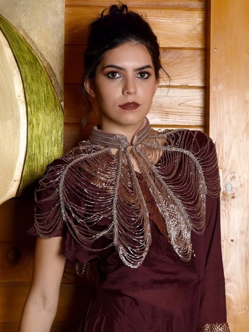 Odette Multicolored Embellished Fancy Cape