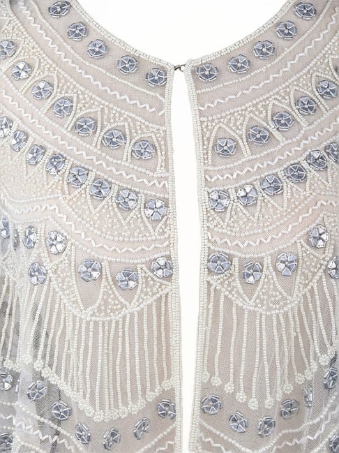 Odette White Embellished Fancy Cape