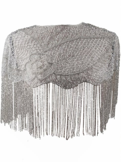 Odette Silver Embellished Fancy Cape