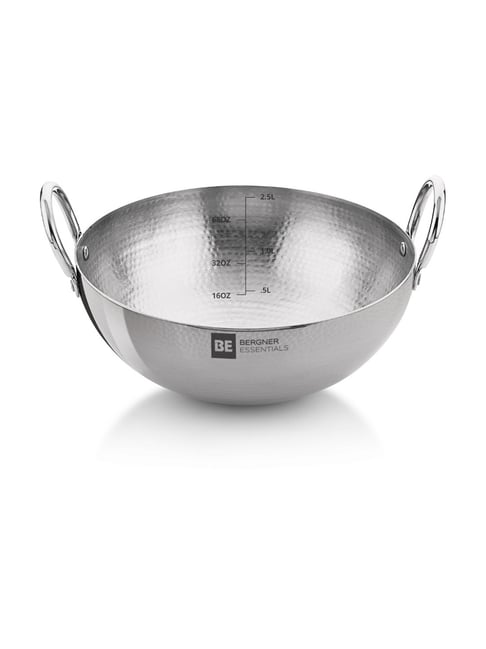 Bergner BE Essentials Silver Stainless Steel Hammered Kadhai-picture-48