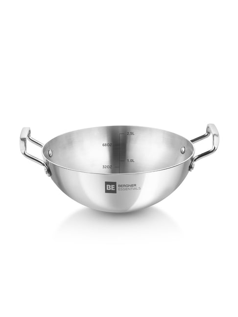 Bergner BE Bergner Essentials Silver Stainless Steel Kadhai (24 cm)-picture-27