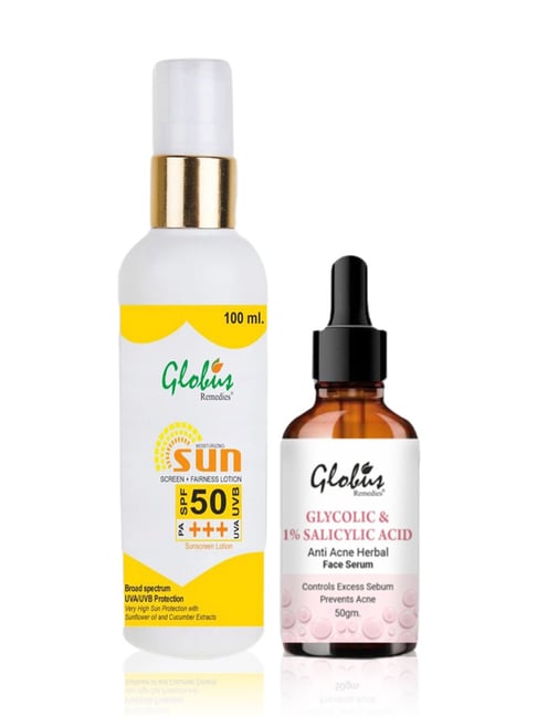 globus naturals Globus Remedies Sunscreen Fairness Lotion SPF 50+++ & Glycolic Face Serum Combo-picture-20