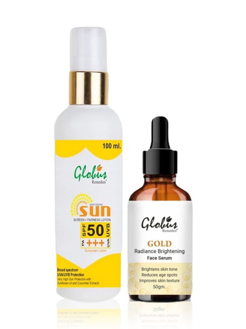 globus naturals Globus Remedies Sunscreen Fairness Lotion SPF 50+++ & Gold Face Serum Combo-picture-21