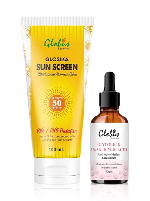 globus naturals Globus Remedies Sunscreen Fairness Lotion SPF 50+++ & Glycolic Face Serum Combo-picture-22