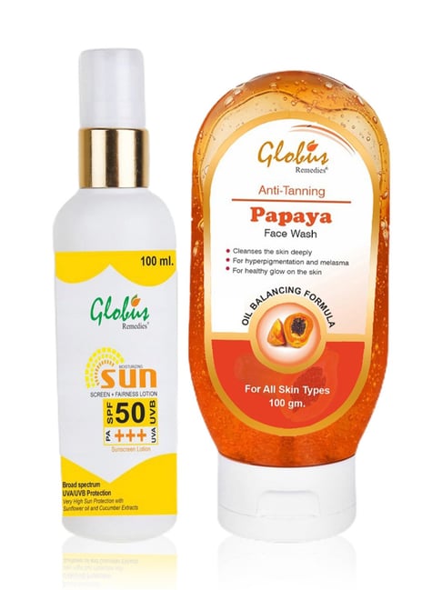 globus naturals Globus Remedies Sunscreen Fairness Lotion SPF 50+++ & Papaya Face Wash Combo-picture-23