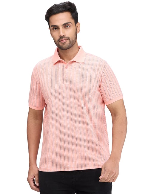 Park Avenue Pink Slim Fit Printed Polo T-Shirt