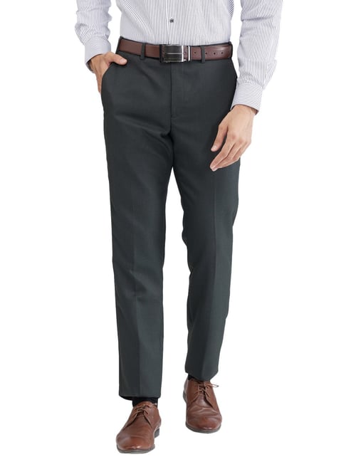 Park Avenue Green Regular Fit Trousers-picture-36