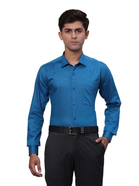 Buy Park Avenue Blue Slim Fit Self Pattern Shirt for Mens Online Tata CLiQ