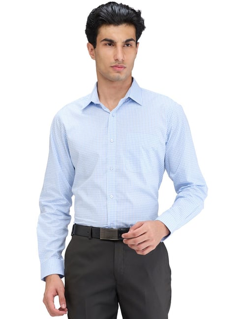 Raymond Blue Slim Fit Checks Shirt-picture-24