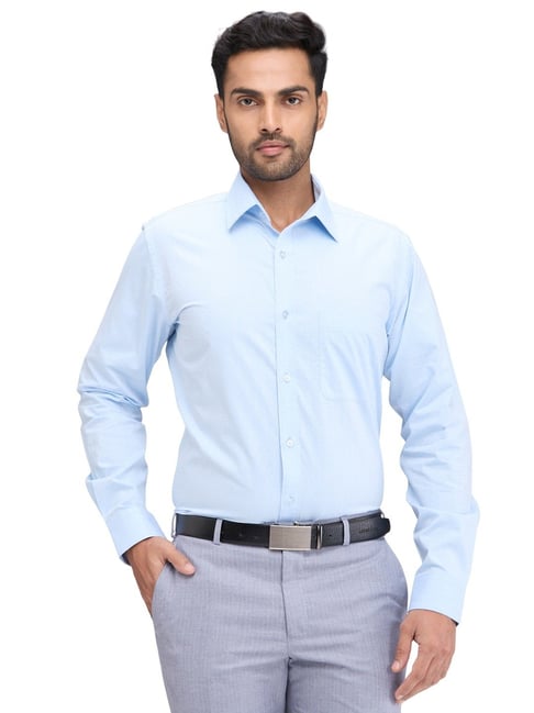 Raymond Blue Slim Fit Self Pattern Shirt-picture-10