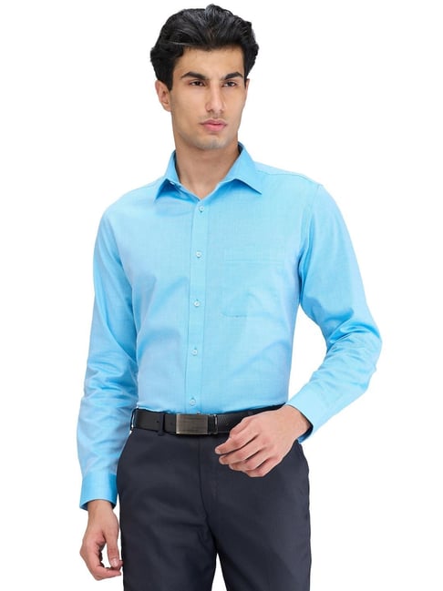 Raymond Blue Slim Fit Self Pattern Shirt-picture-30