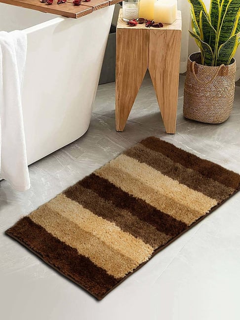 Hosta Homes Brown & Beige Cotton Water Absorbent Anti Skid Multipurpose Mat