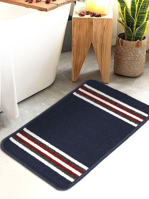 Hosta Homes Navy & Red Cotton Water Absorbent Anti Skid Multipurpose Mat