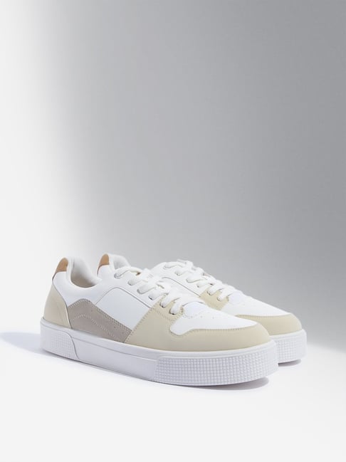 SOLEPLAY by Westside Beige Colour-Blocked Lace-Up Sneakers