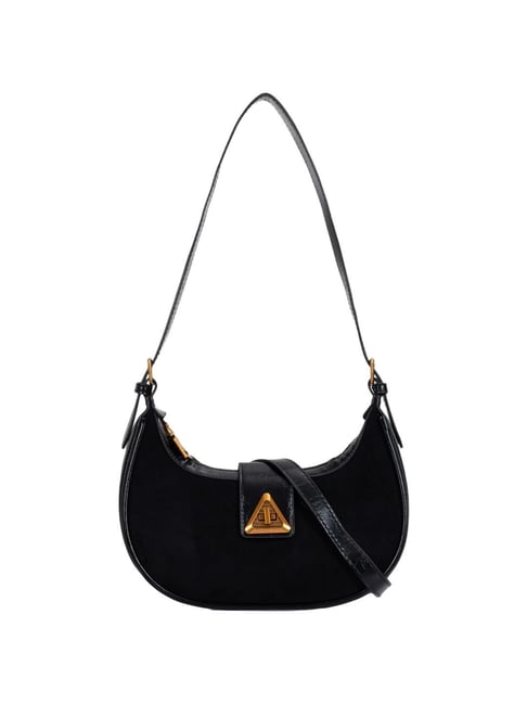 Kazo Black Solid Hobo Handbag