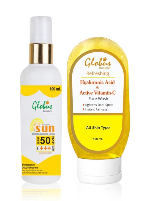 globus naturals Globus Remedies Sunscreen Fairness Lotion SPF 50+++ & Vitamin C & Hyaluronic Acid Face Wash Combo-picture-16
