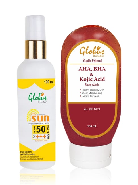 globus naturals Globus Remedies Sunscreen Fairness Lotion SPF 50+++ & AHA BHA & Kojic Acid Face Wash Combo-picture-17