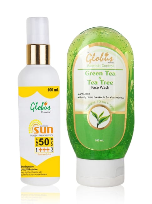 globus naturals Globus Remedies Sunscreen Fairness Lotion SPF 50+++ & Green Tea & Tea Tree Face Wash Combo-picture-25