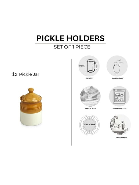 Buy ExclusiveLane Brown & White Old Martaban Pickle & Chutney Jar