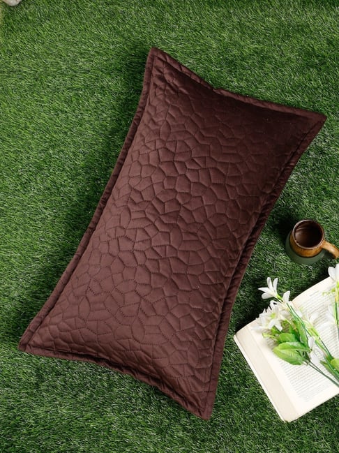HOSTA HOMES Ultrasonic Abstract Brown 280 TC Polyvelvet Pillow Cover