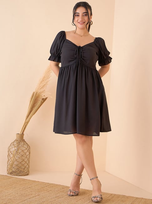 CURVE BY KASSUALLY Black Relaxed Fit Skater Dress