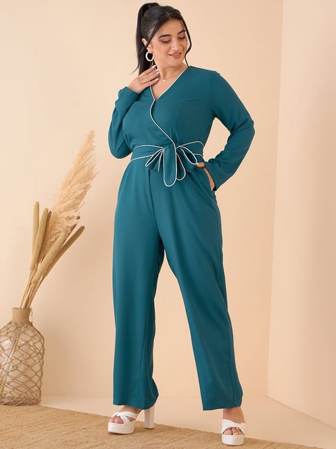 CURVE BY KASSUALLY Teal Maxi Jumpsuit